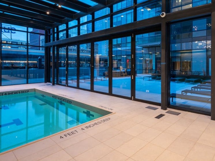 indoor pool with retractable doors at Tower 28, Long Island City, NY, 11101